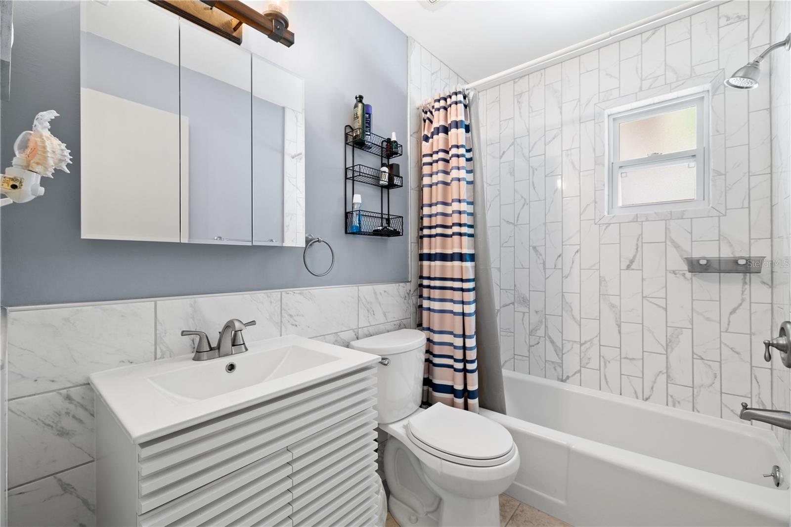 Renovated bathroom is sleek and stylish