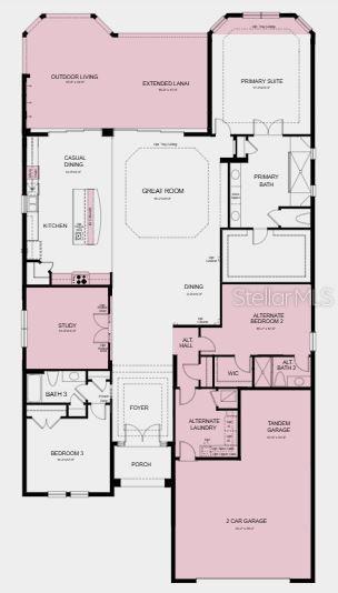 Structural options added Include: Tray ceiling package, tandem garage, gourmet kitchen, bay window at primary suite, study in place of flex, covered outdoor living with extended lanai, 8' interior doors, and outdoor kitchen rough-in.