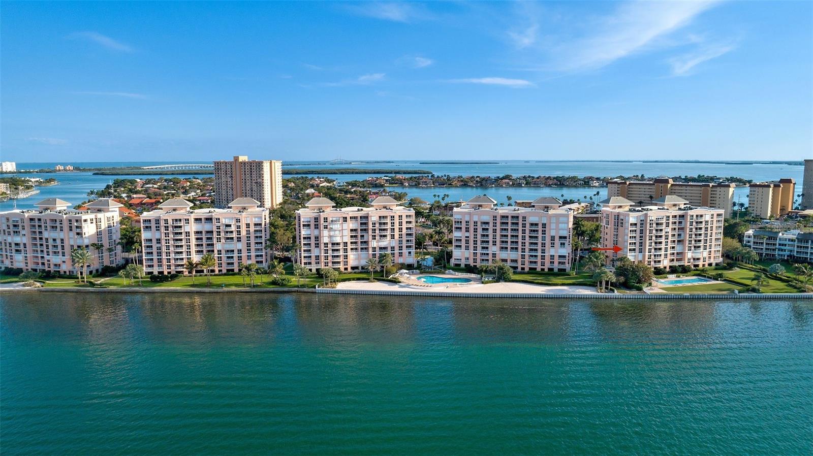 Aerial view of community pool & beach area