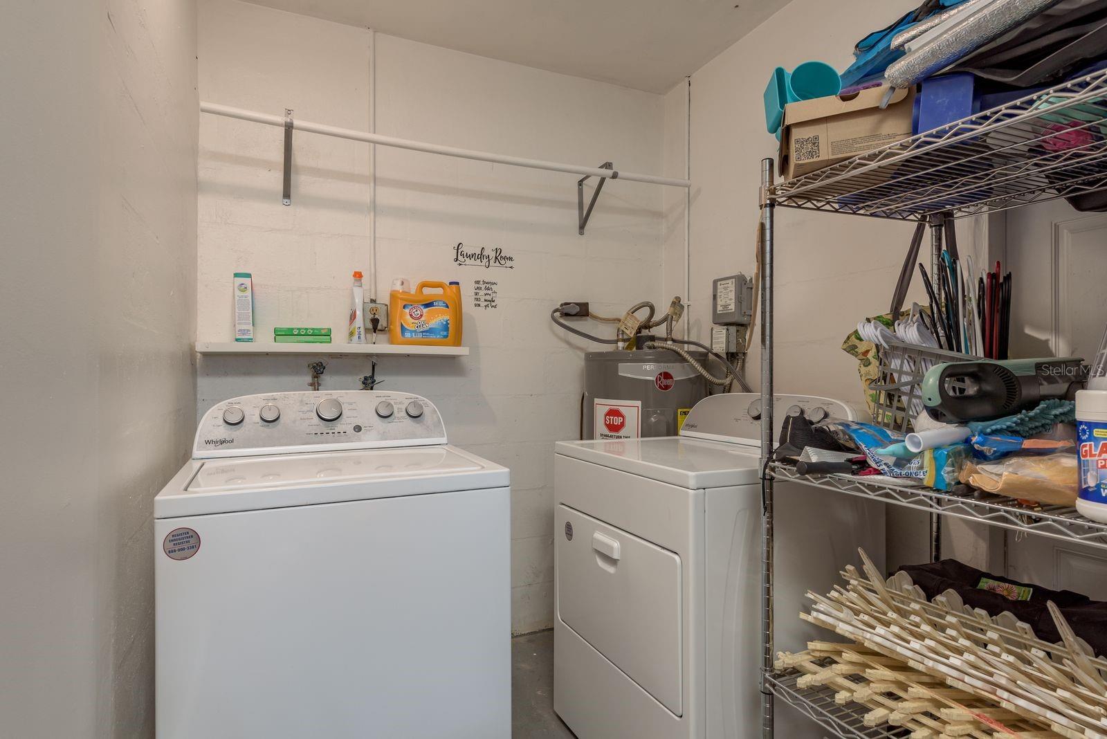 Laundry located in the garage.