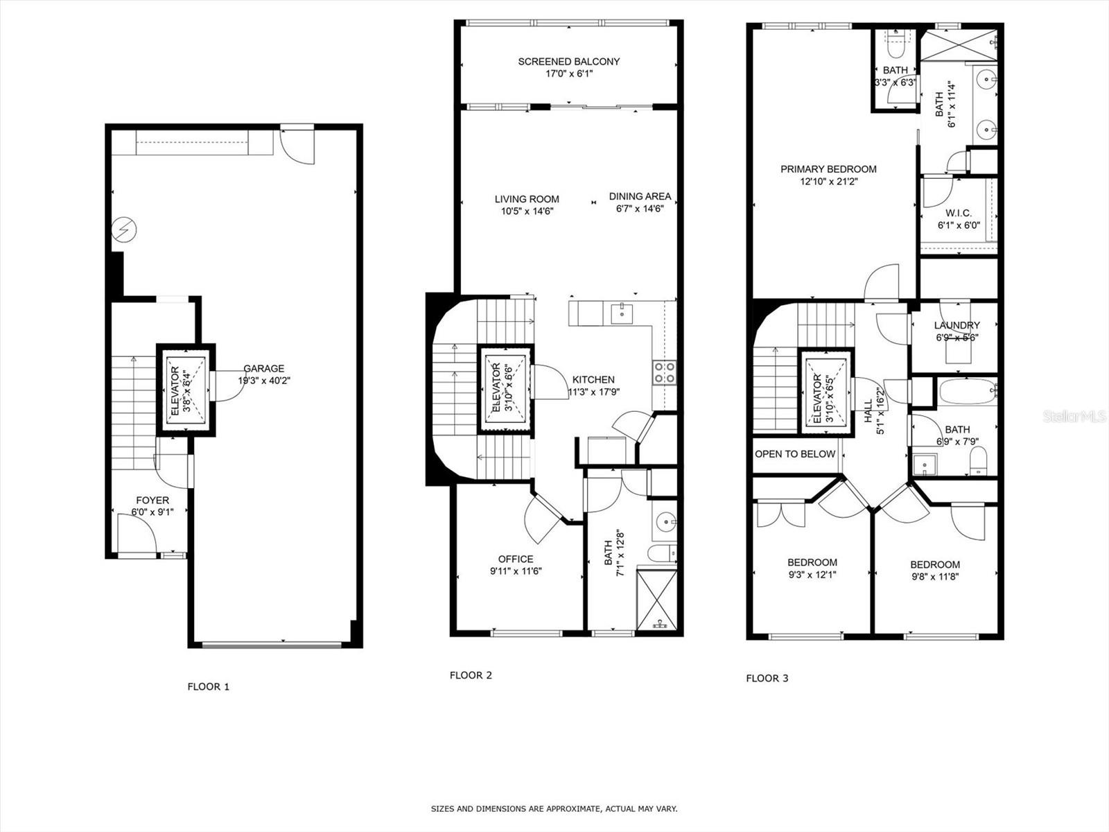 Floorplan of all 3 Levels