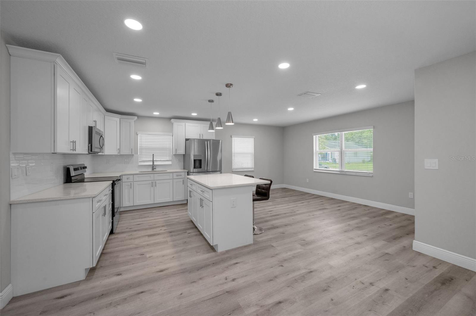 Kitchen overlooking living room