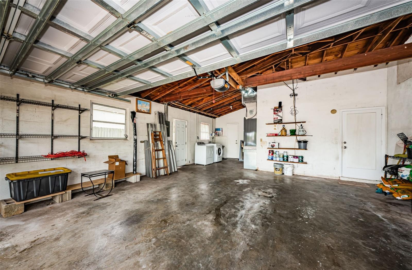 Oversized two car garage.