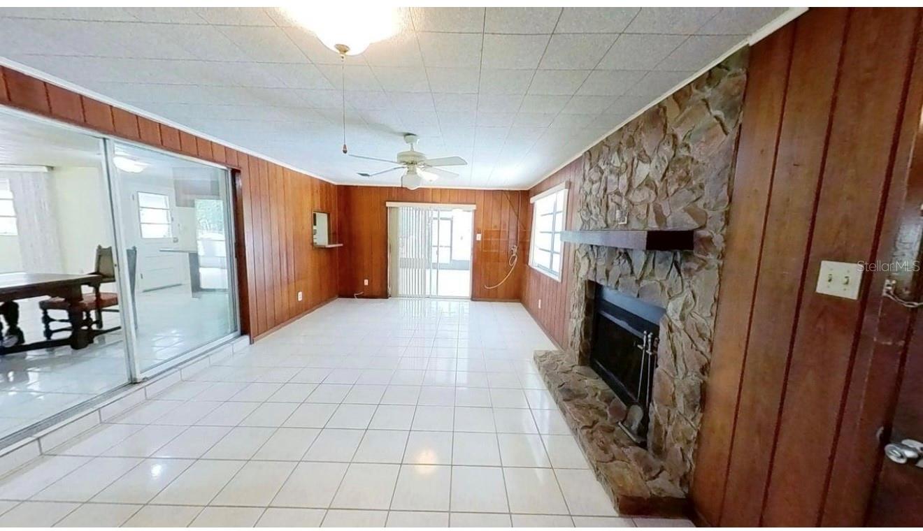 Family Room with wood burning fire place