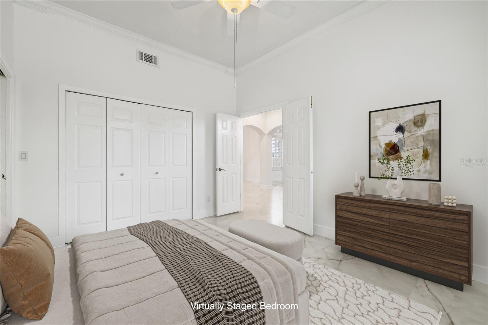 Virtually Staged. Downstairs bedroom/office.
