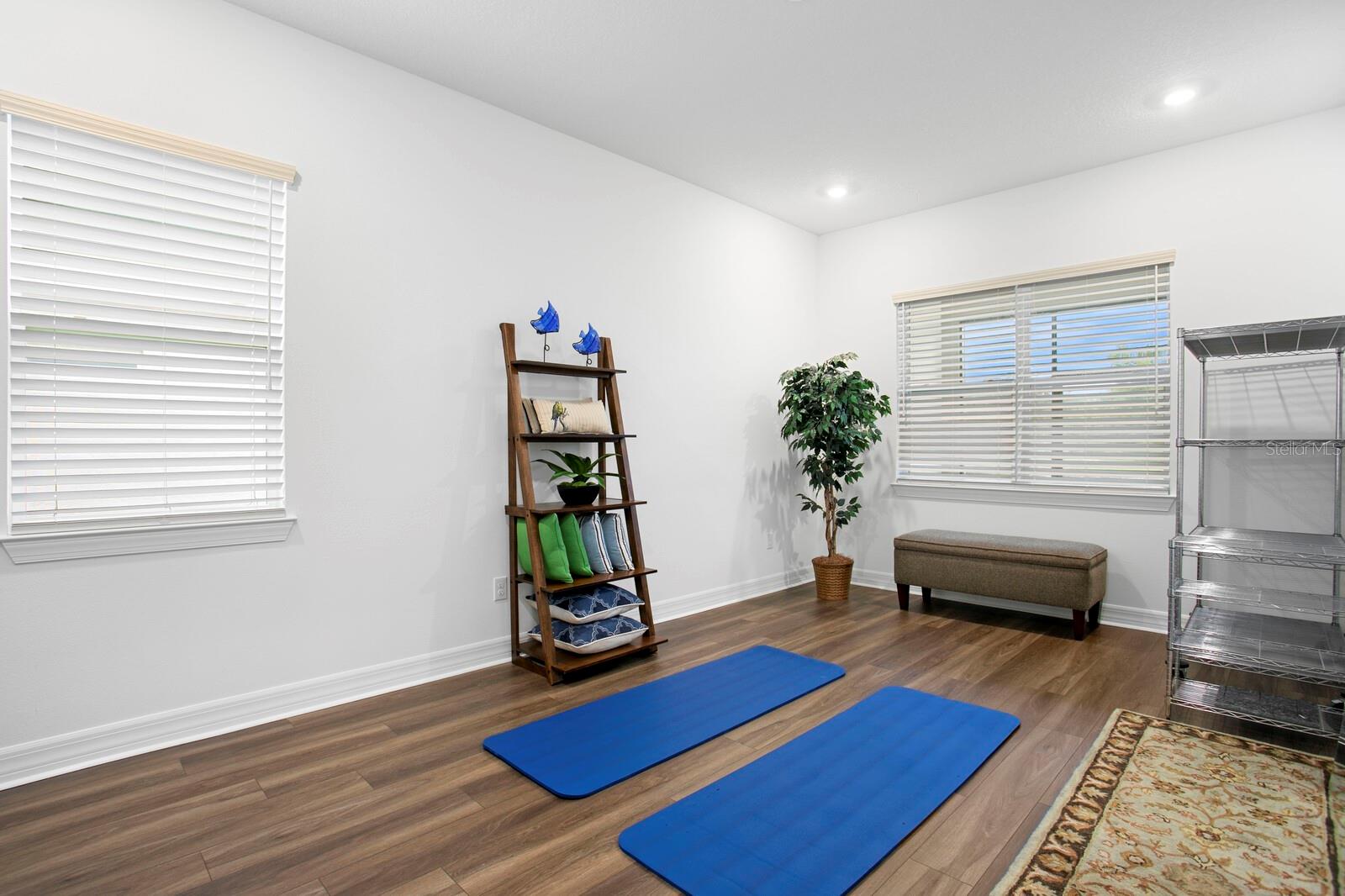 Flex room downstairs used as a yoga studio