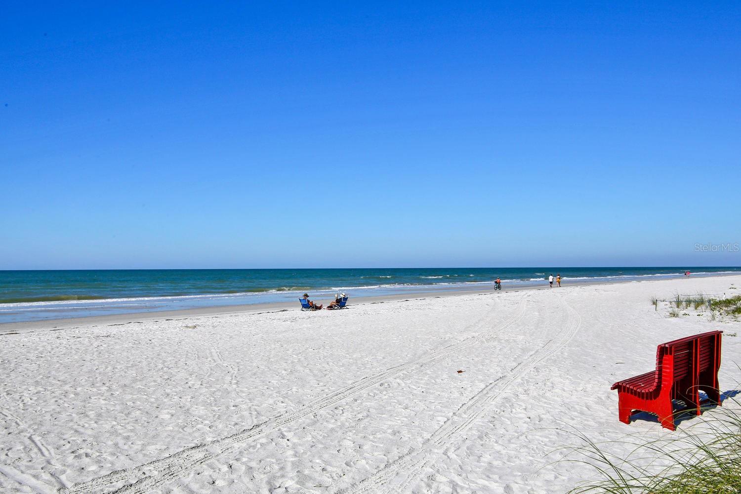 ... Beach Shot of Indian Shores Looking South. In this part of Florida we have 10 months of beautiful weather and two months of hot weather - But at the Beach the night time water temperature keeps the air temperature the same as the water temp. A Little Cooler that inland in the Summer and a little warmer than inland during the winter  months.