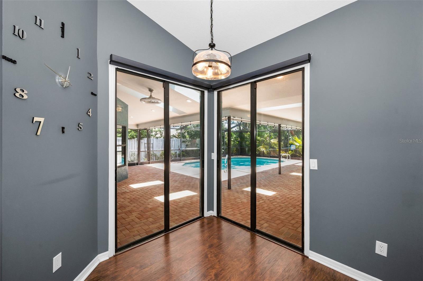 Eat in kitchen area with views of pool