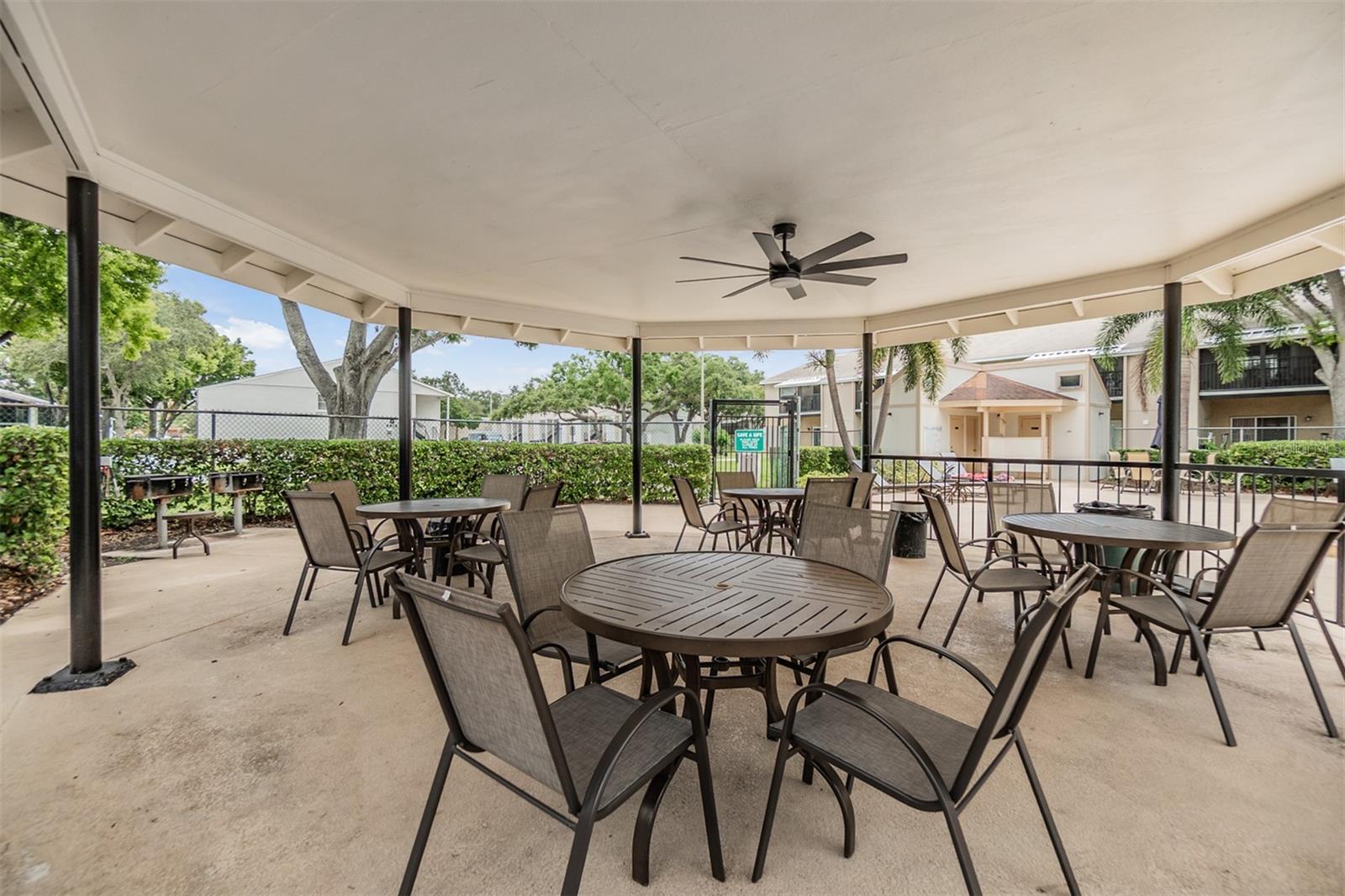 Covered patio at pool
