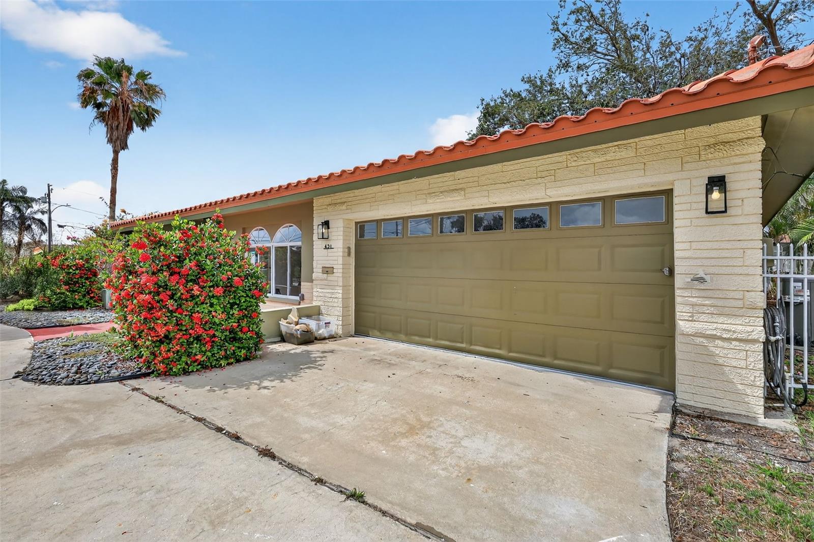 The  large 2 car garage has plenty of storage space