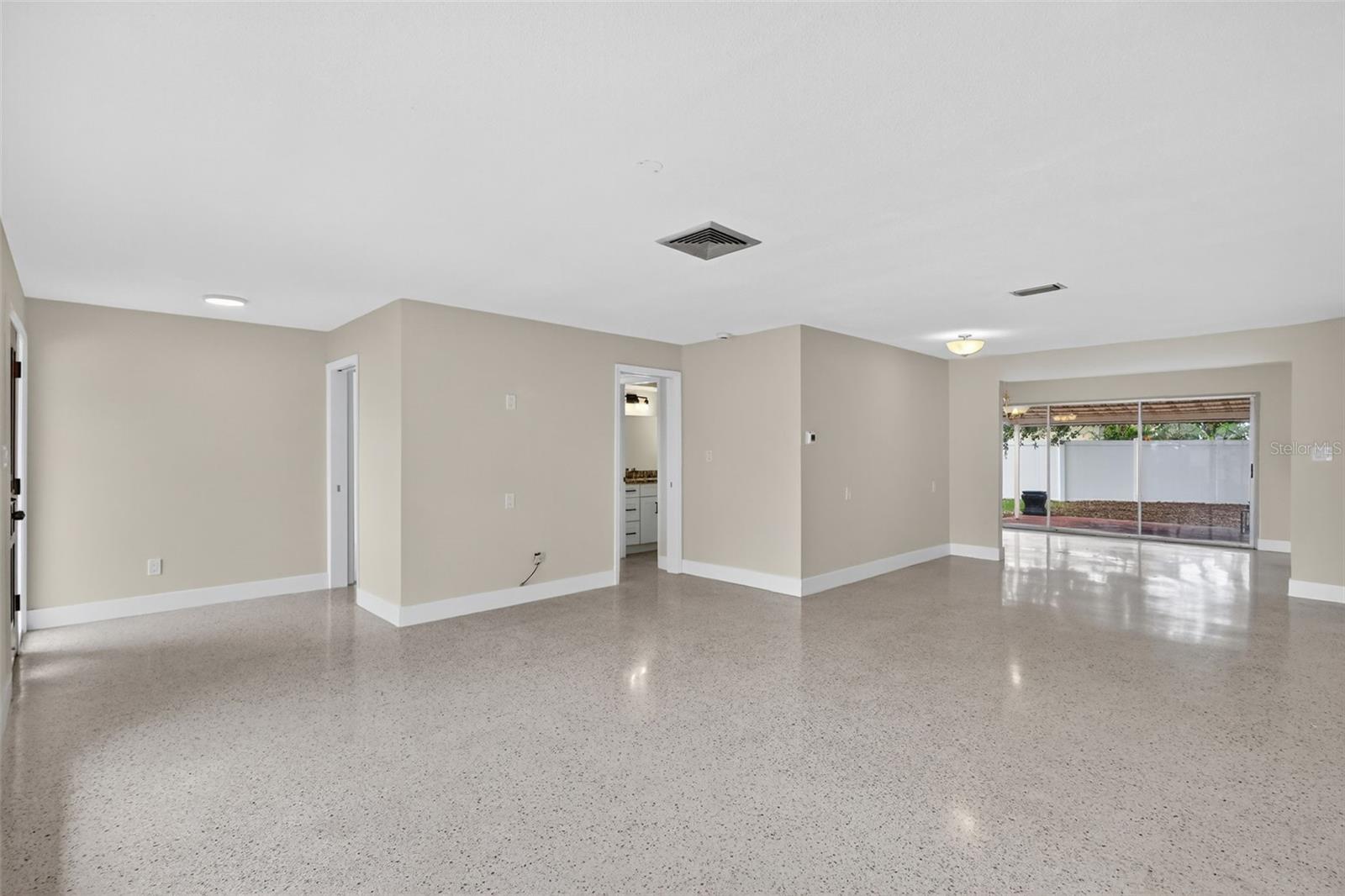 The living and dining area