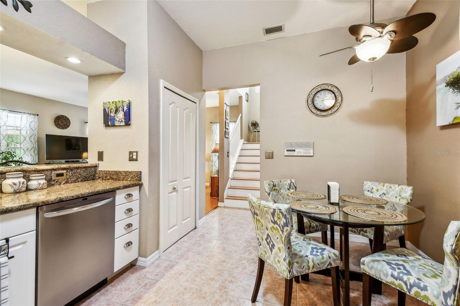 There is a pantry closet in the kitchen.