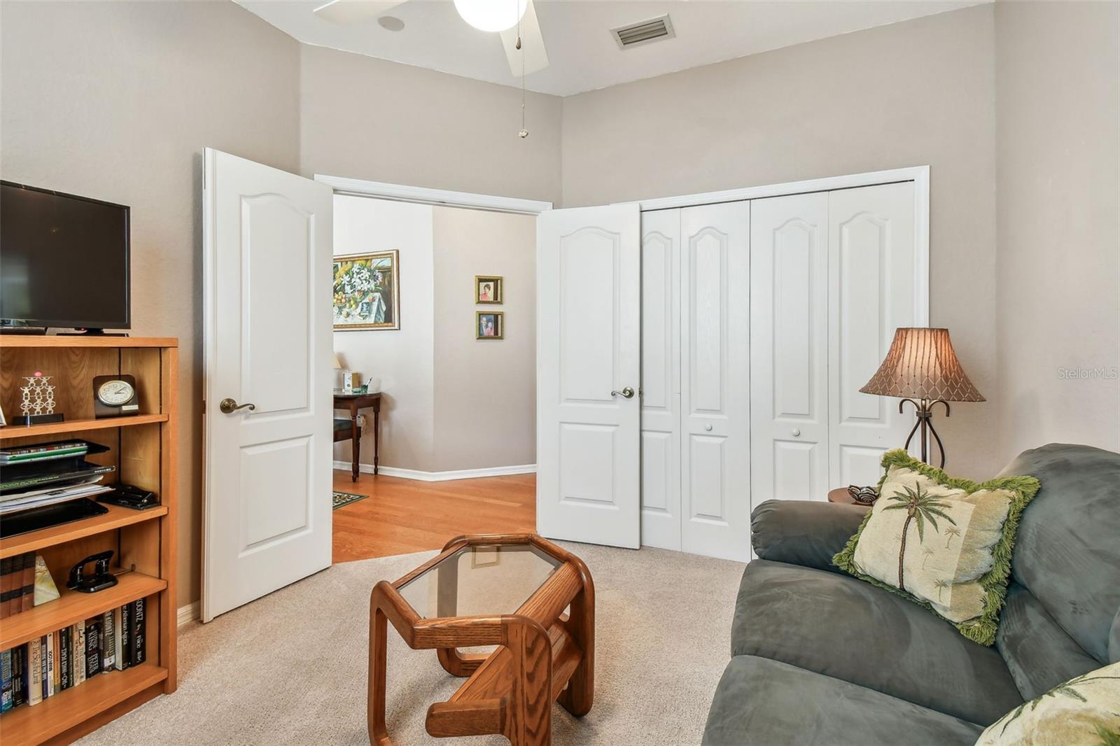 This bedroom has a nice closet and double doors.  Could be used as an office.