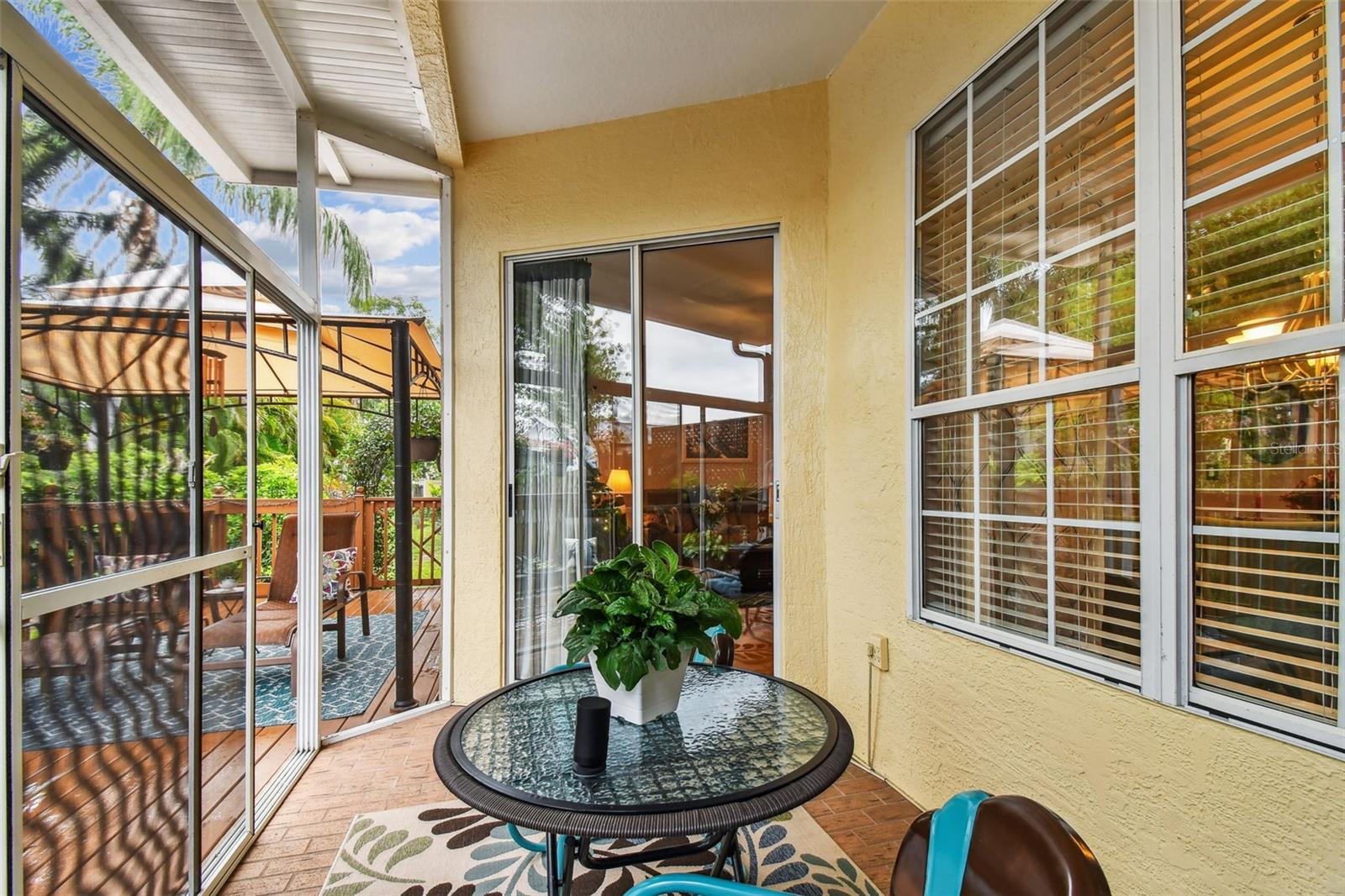Sliding glass doors leading to the living room.