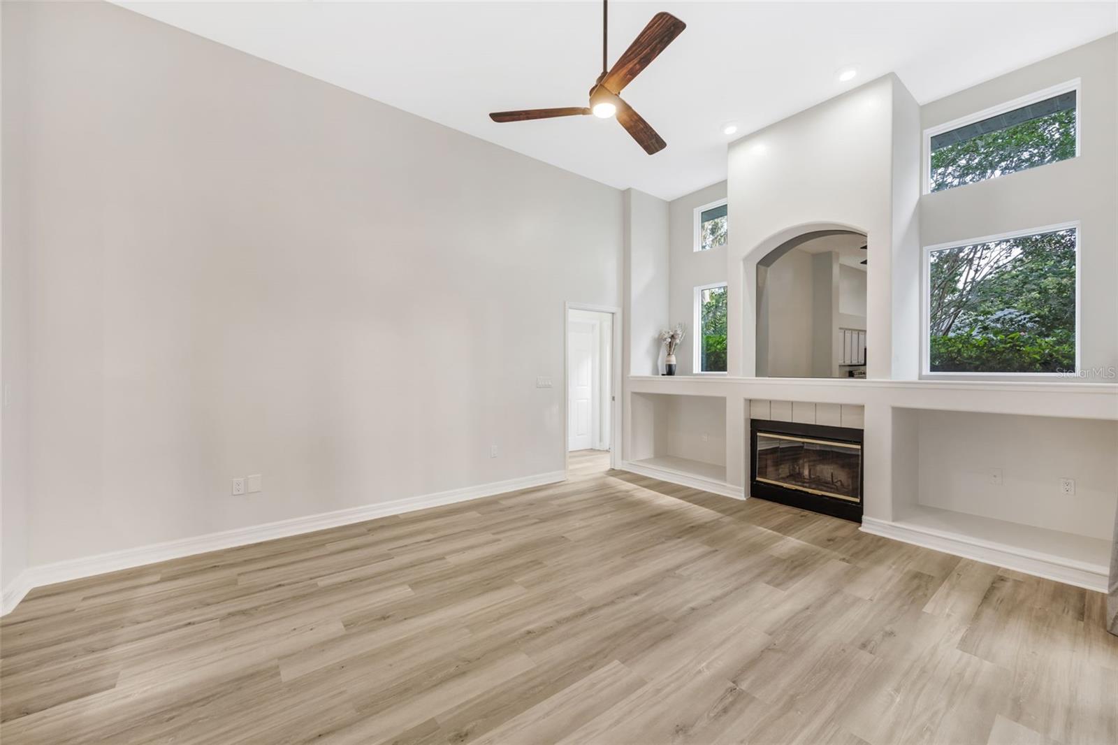 Family room with fireplace