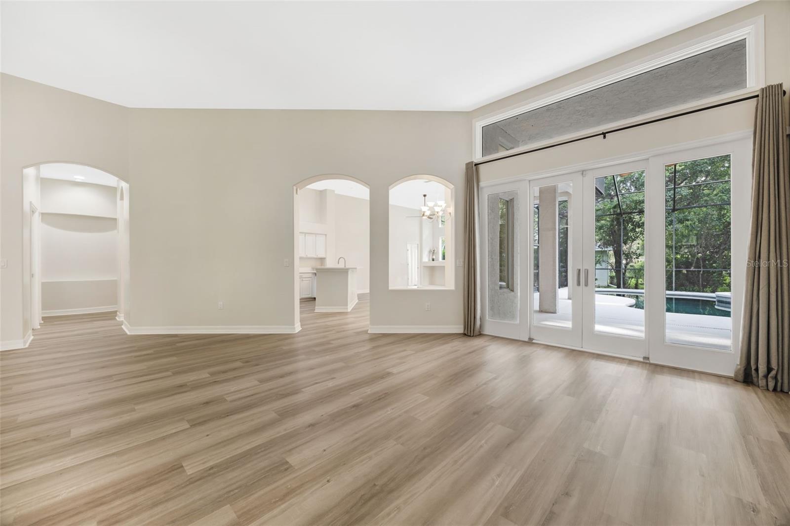 Great room into Kitchen and Family room