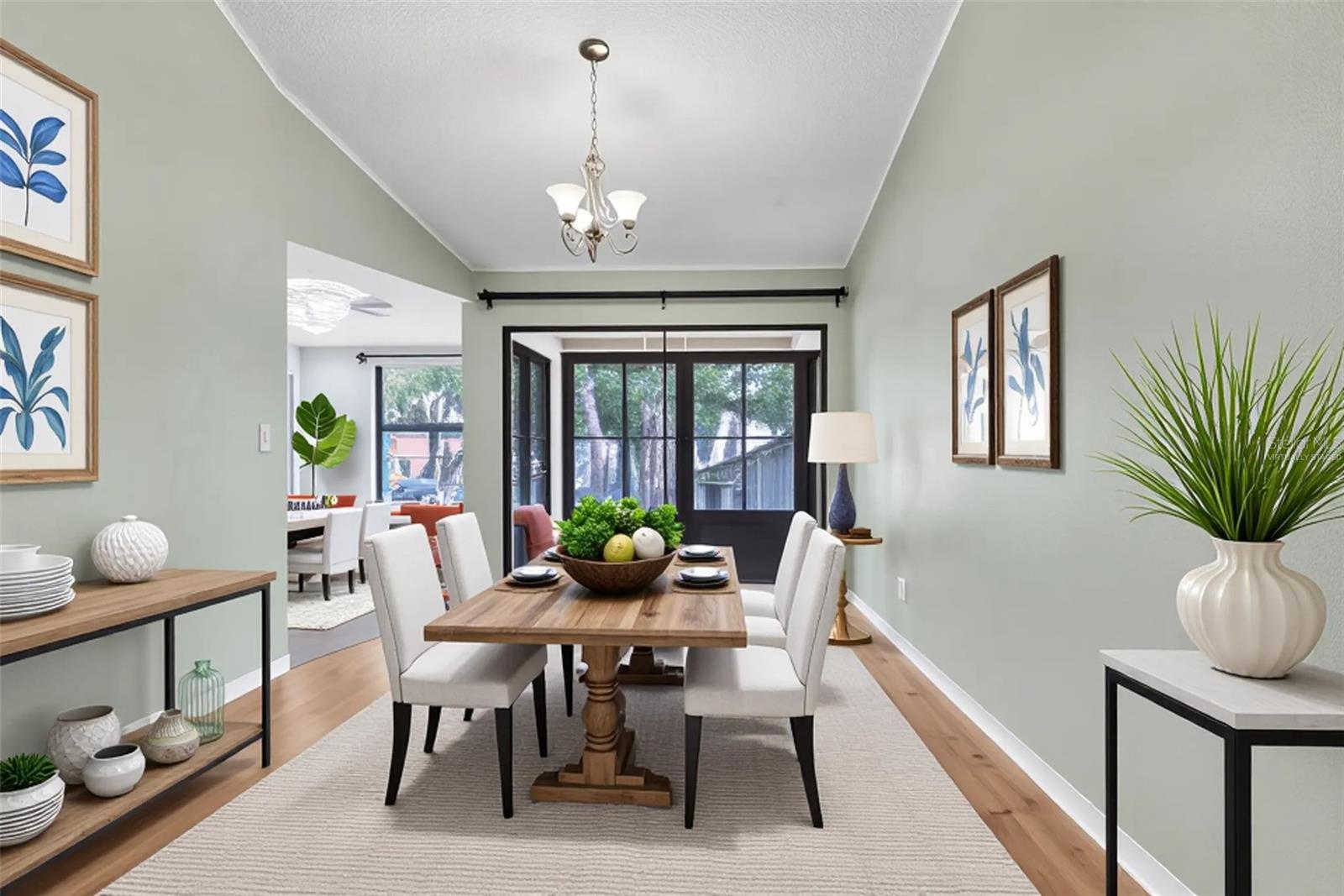 Virtually staged dining room