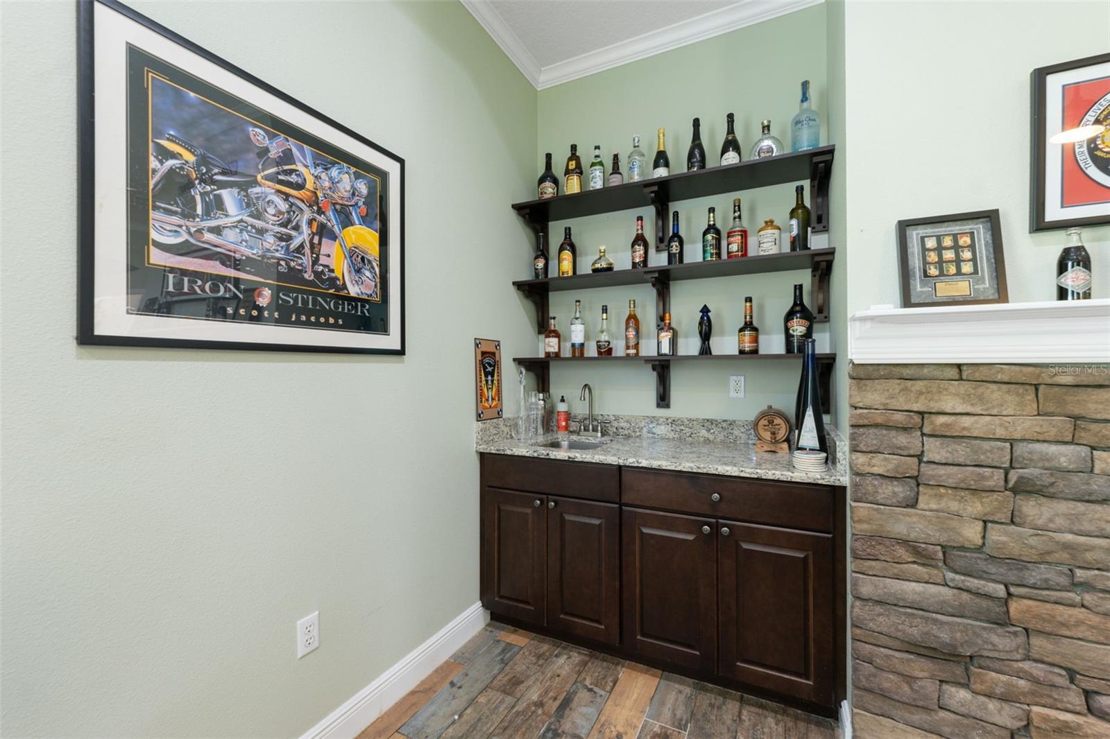 Wet bar in game/bonus room.