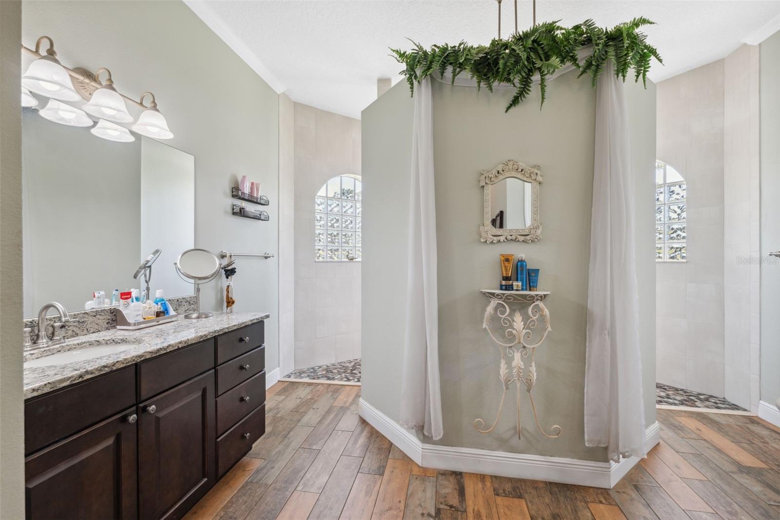 Primary bath with double entry shower.