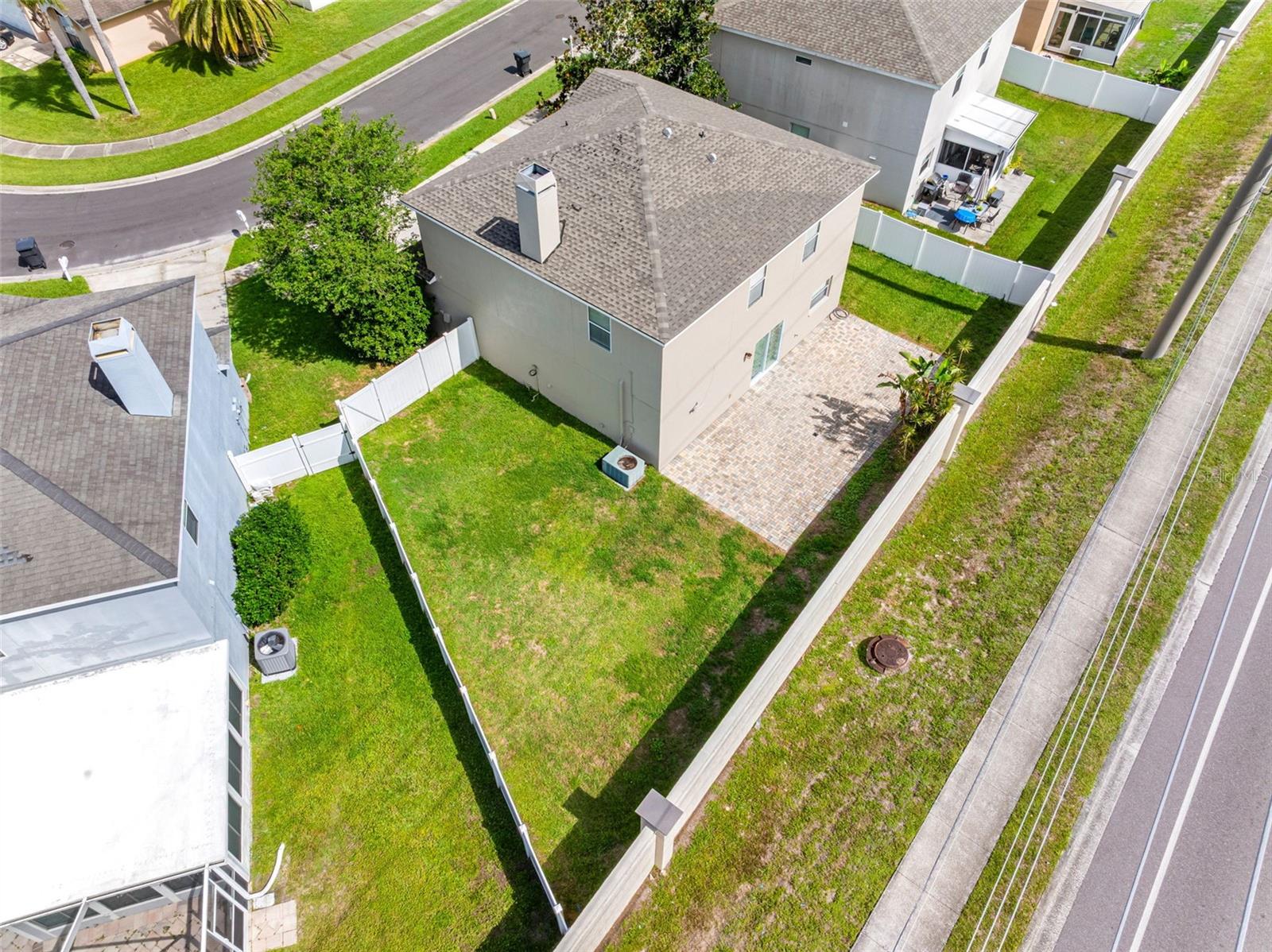 Aerial of backyard