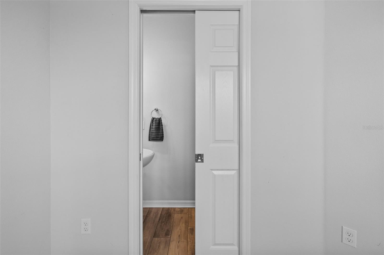 half bath with pocket door