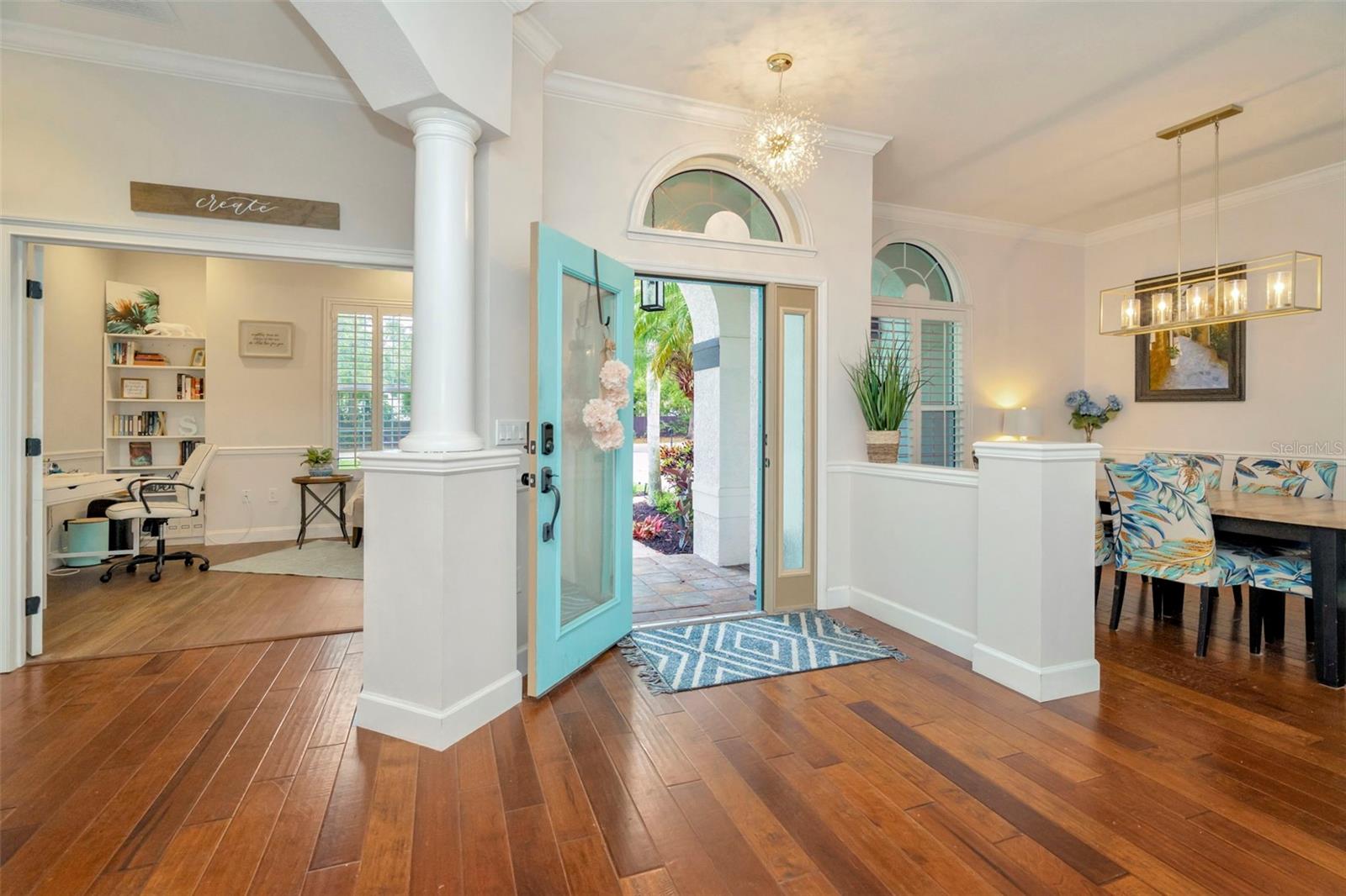 Entry area looking at office and dining