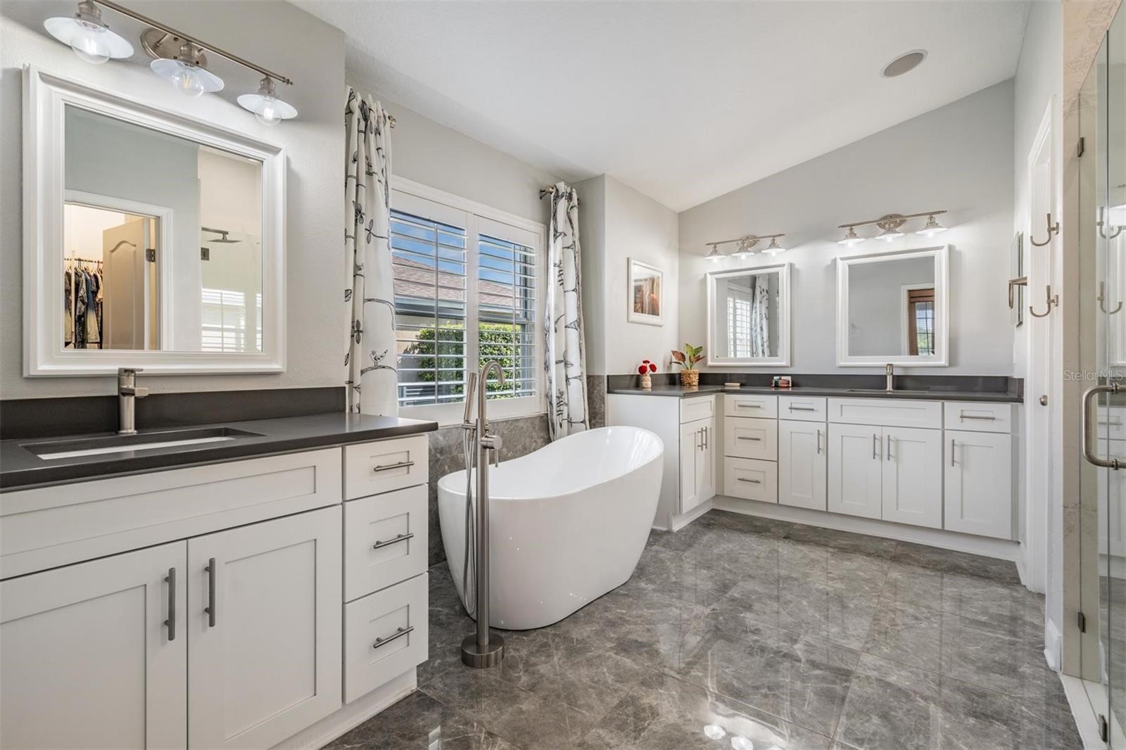 Remodeled Primary Bathroom with Dual Vanities