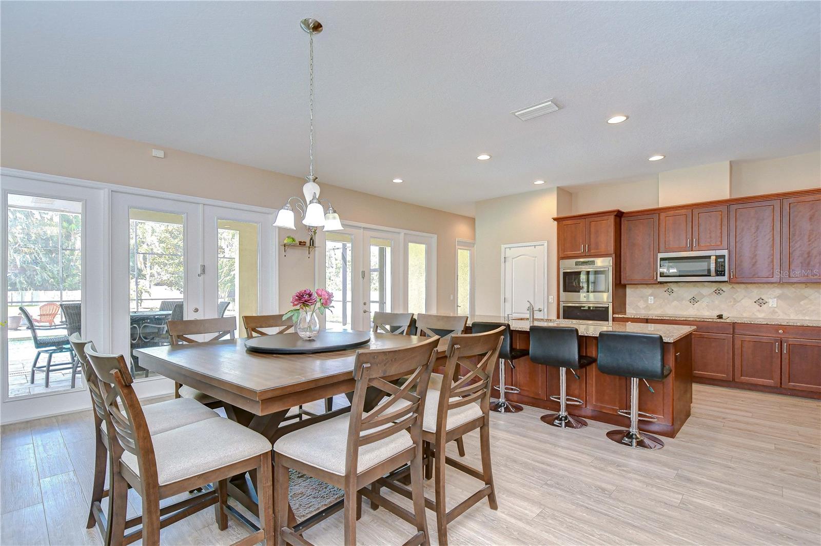 Wall of French Doors from living area!