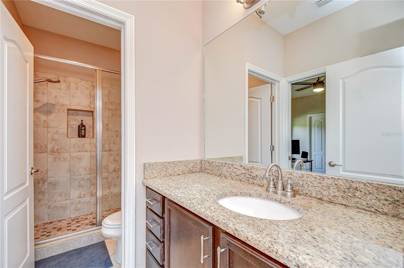 Jack-and-Jill bathroom with walk-in shower