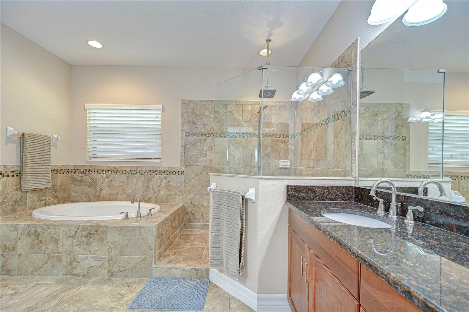 Primary bath with separate walk-in shower