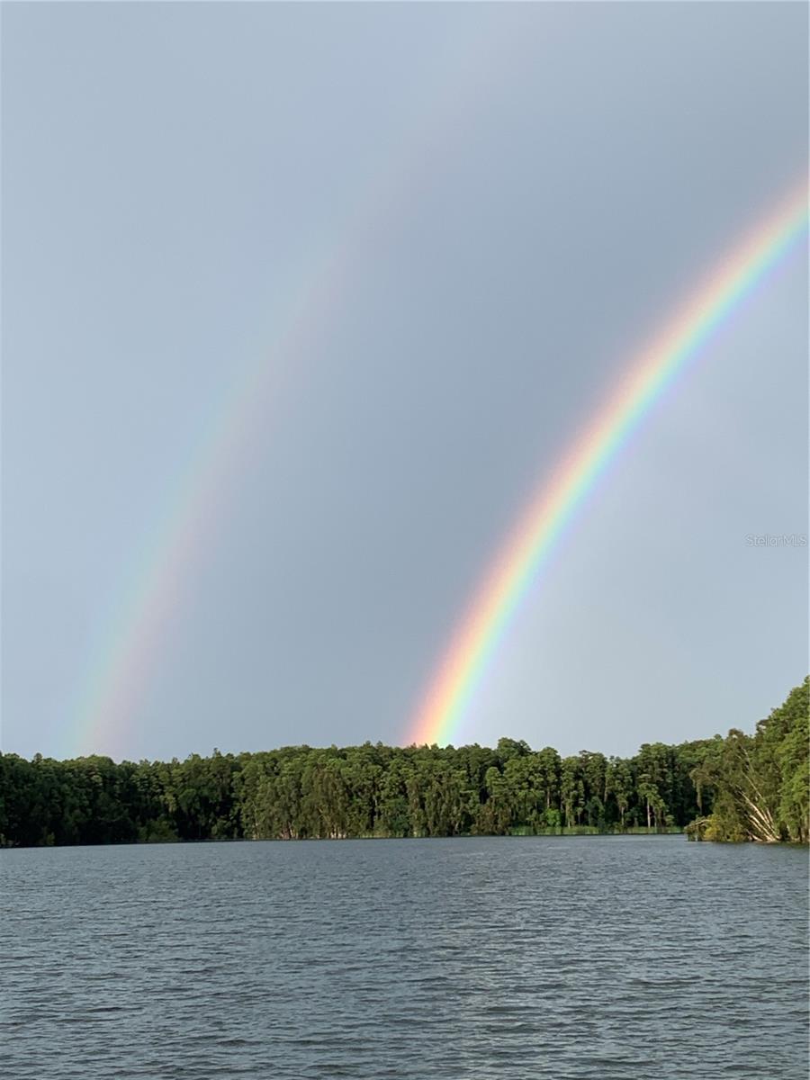 Double rainbow over the lake