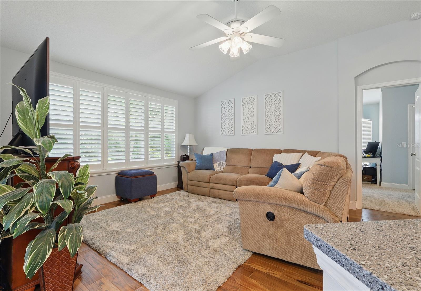 Living room with plantation shutters!