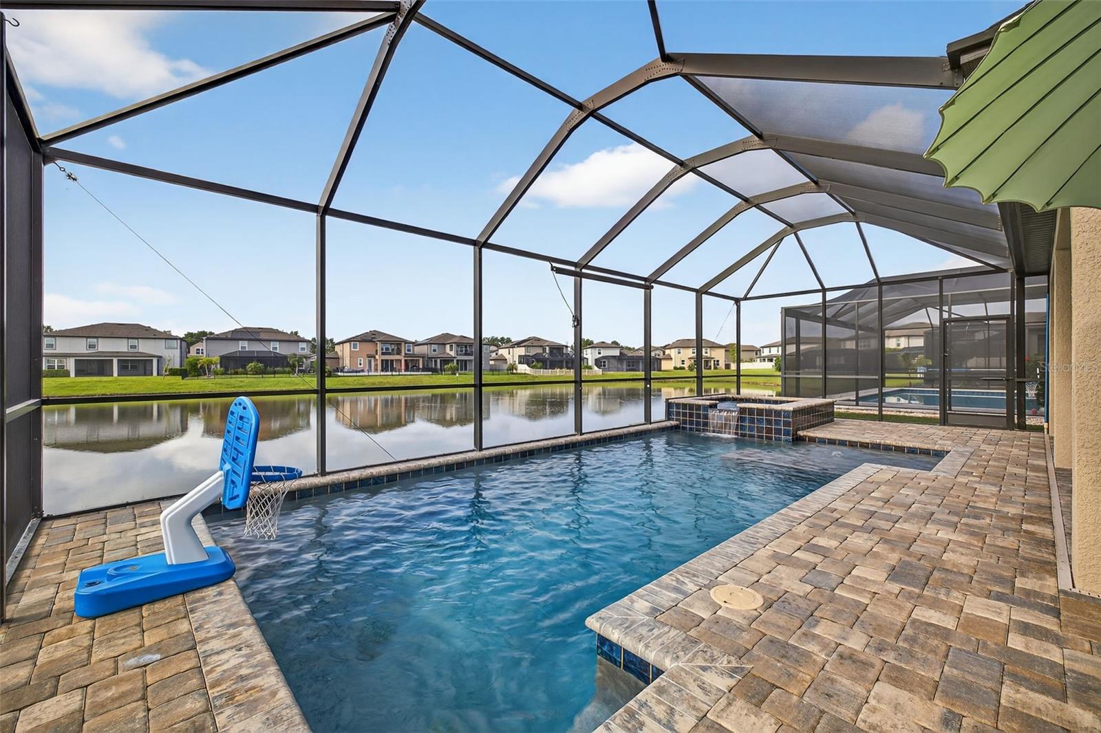 Pool home on a pond