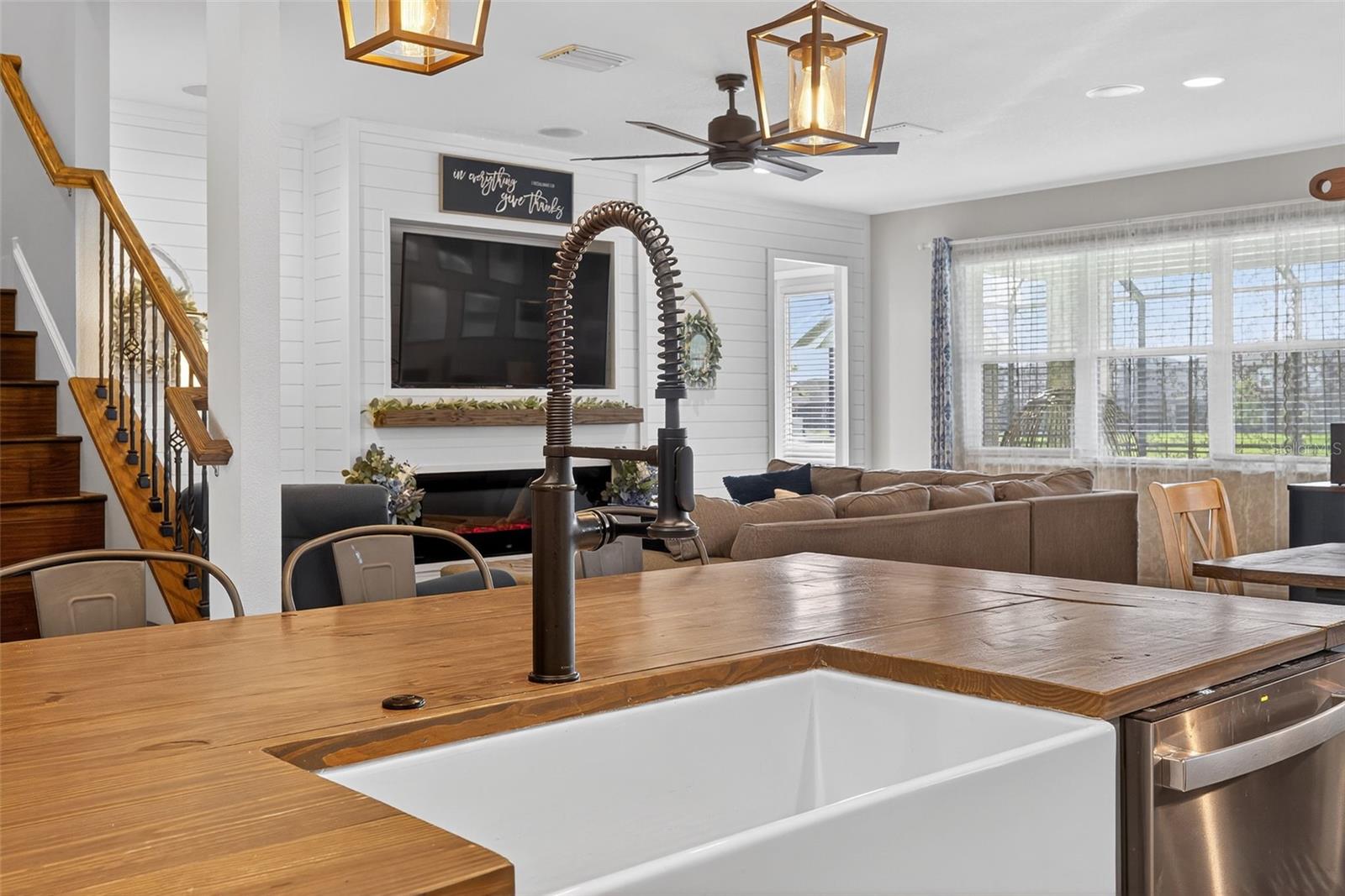 The modern-farmhouse aesthetic is repeated throughout the home.