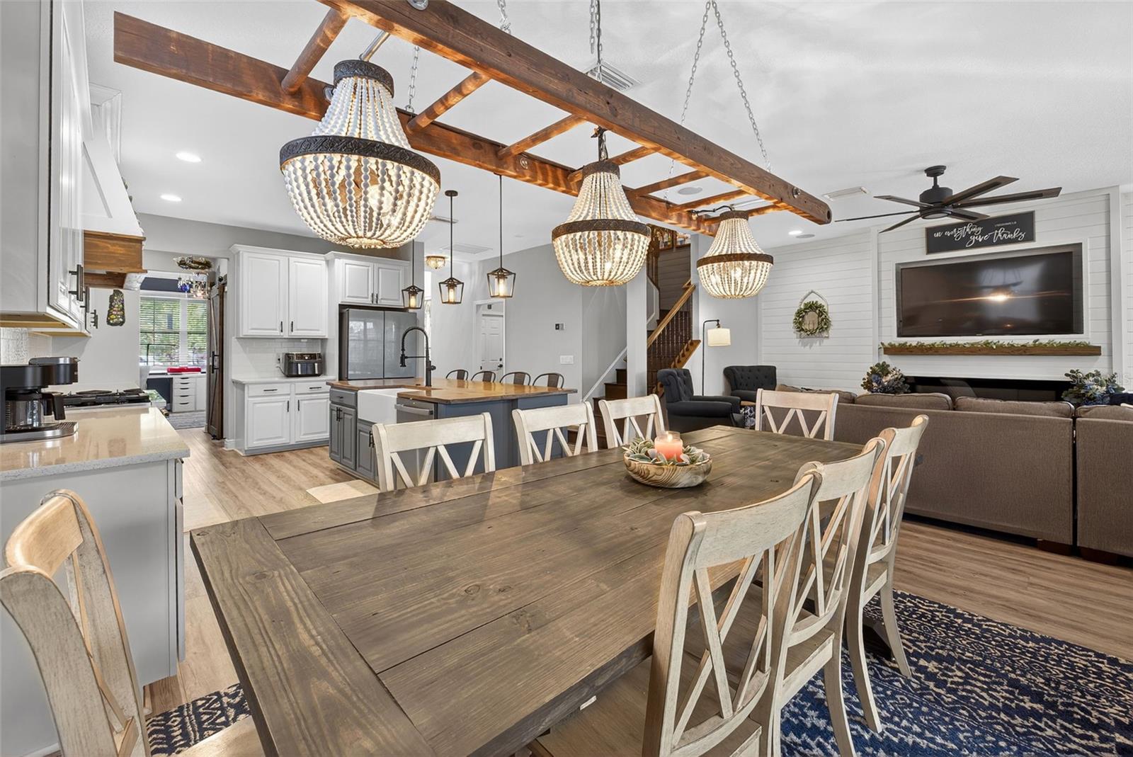Full view of the dining and kitchen area.