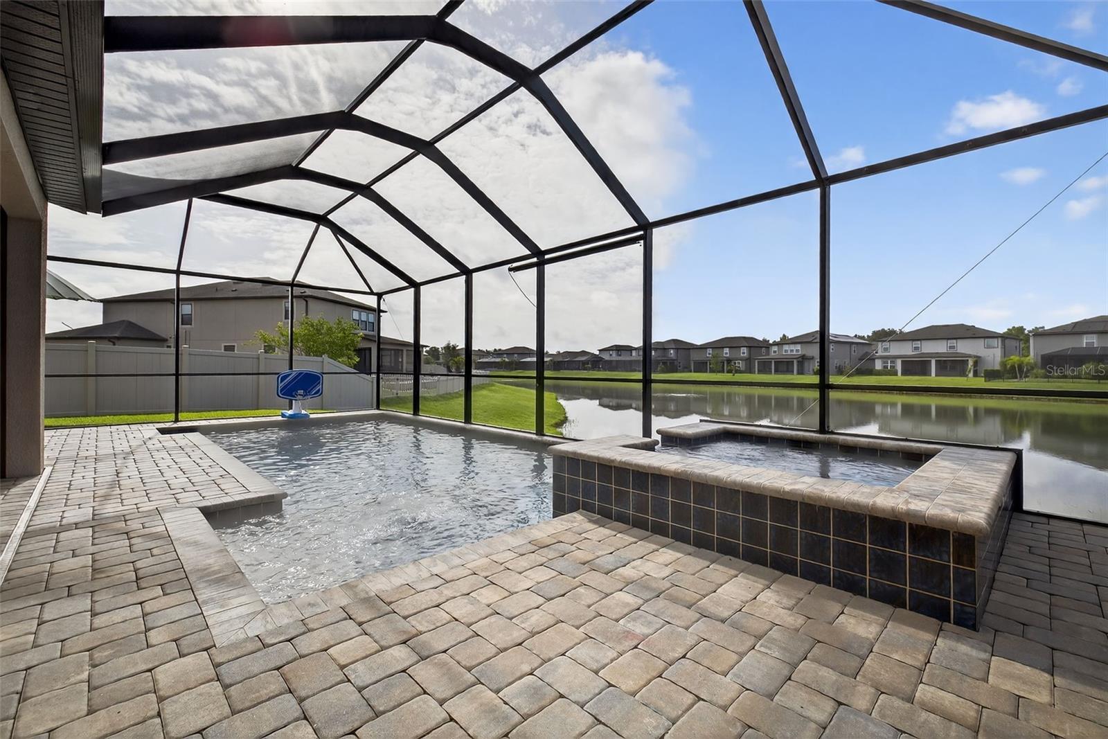 Fully screened in with high pitch to maximize space