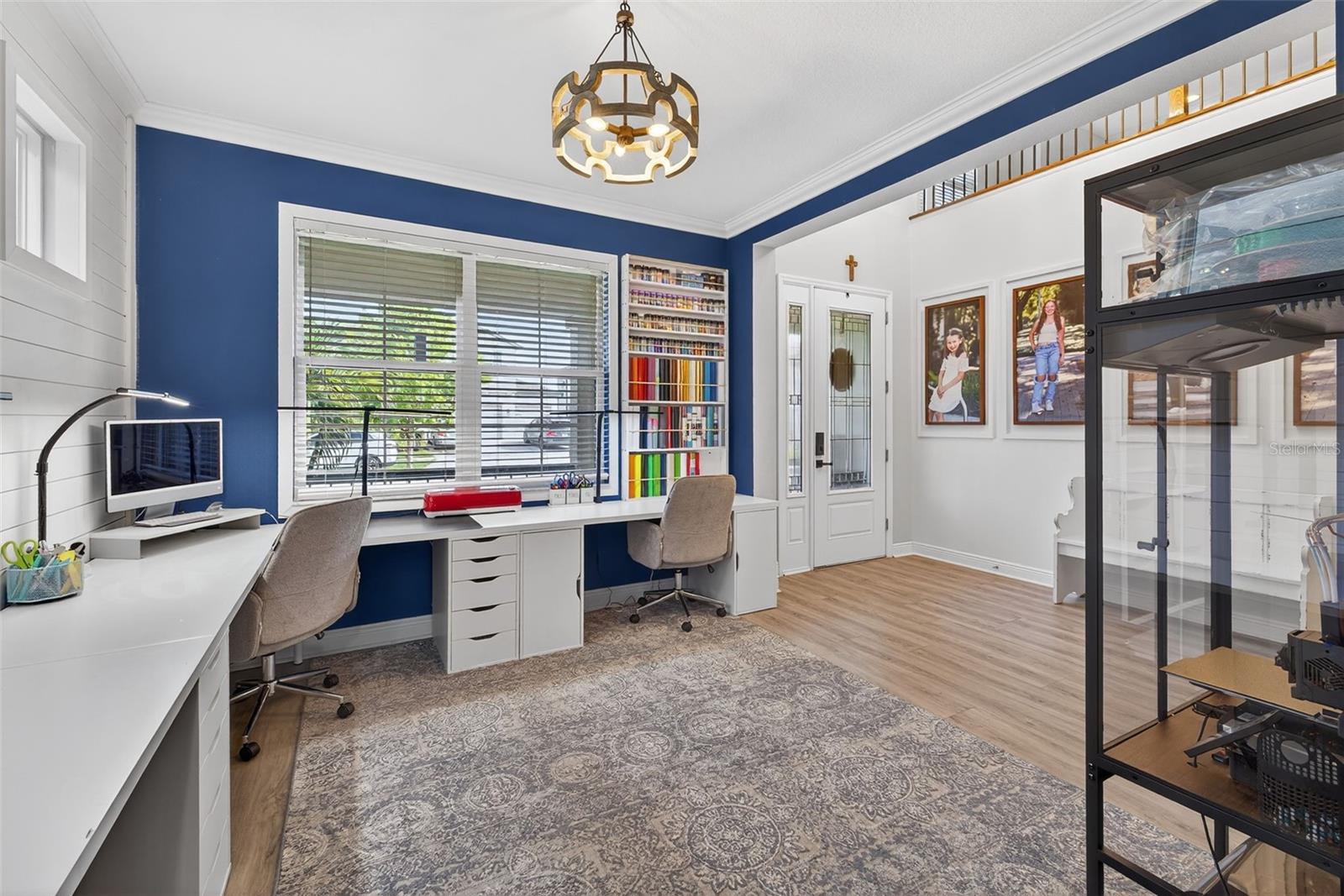 Light shines in all day, this work space is ready for you!
