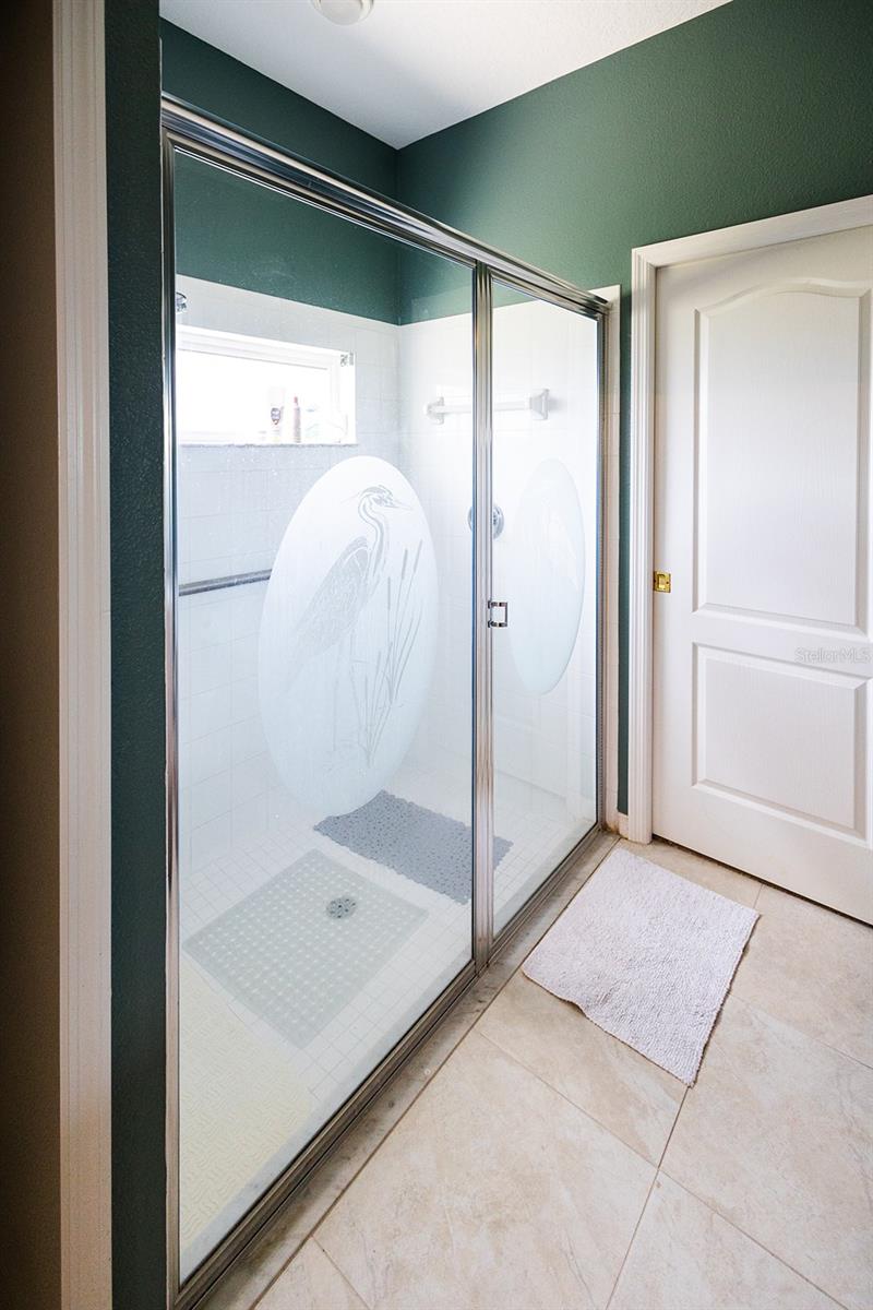 Spacious, low threshold shower in the master bath!