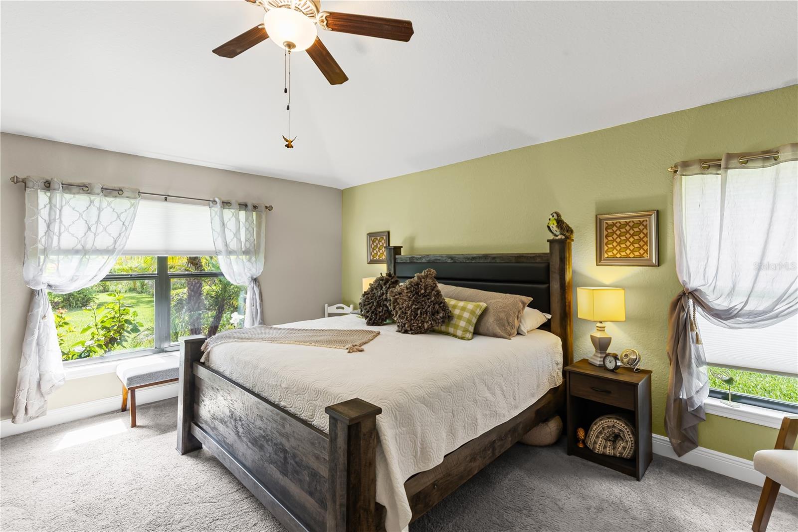 Primary Bedroom overlooks the backyard