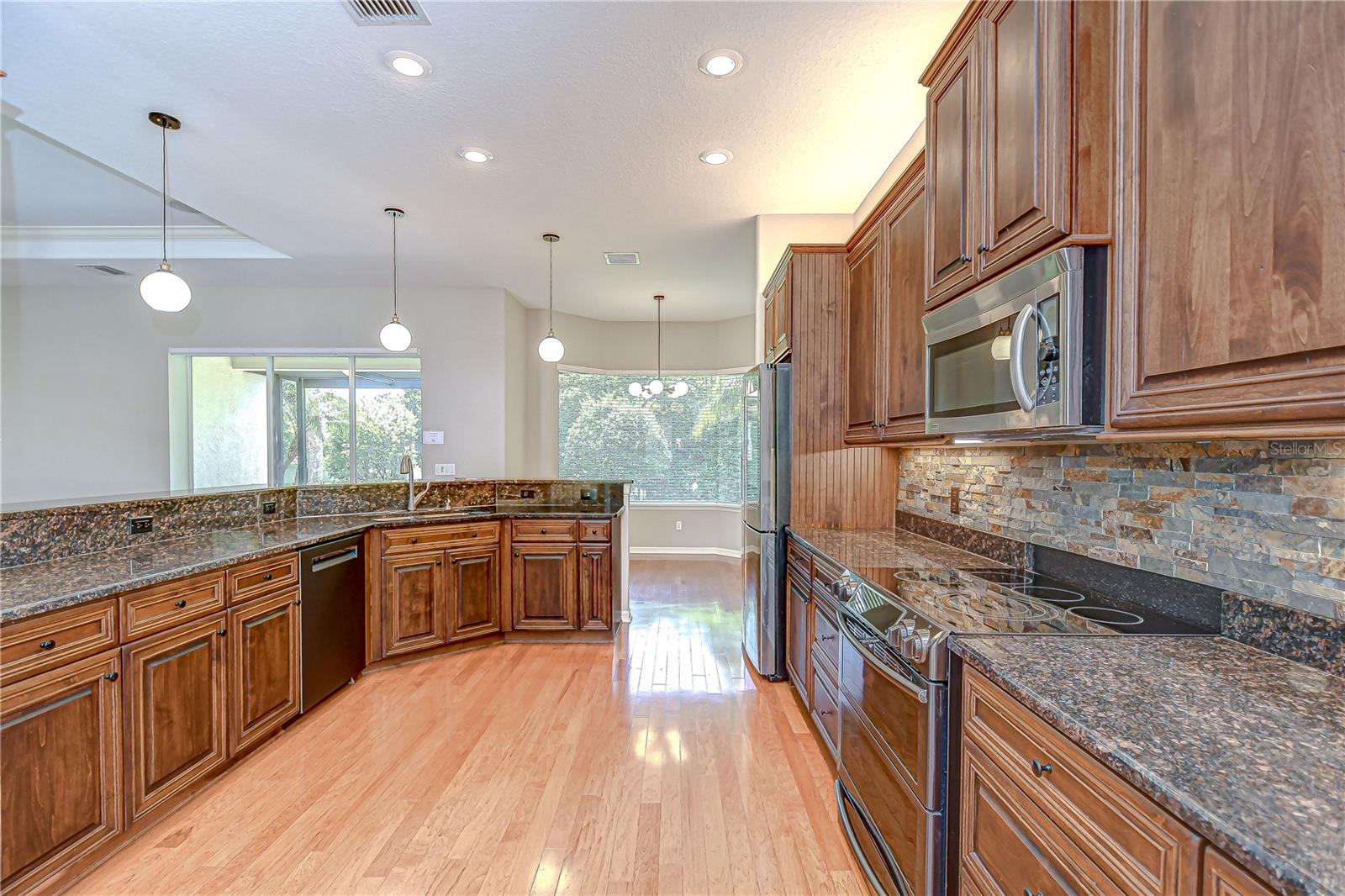Wood cabinets with custom storage!
