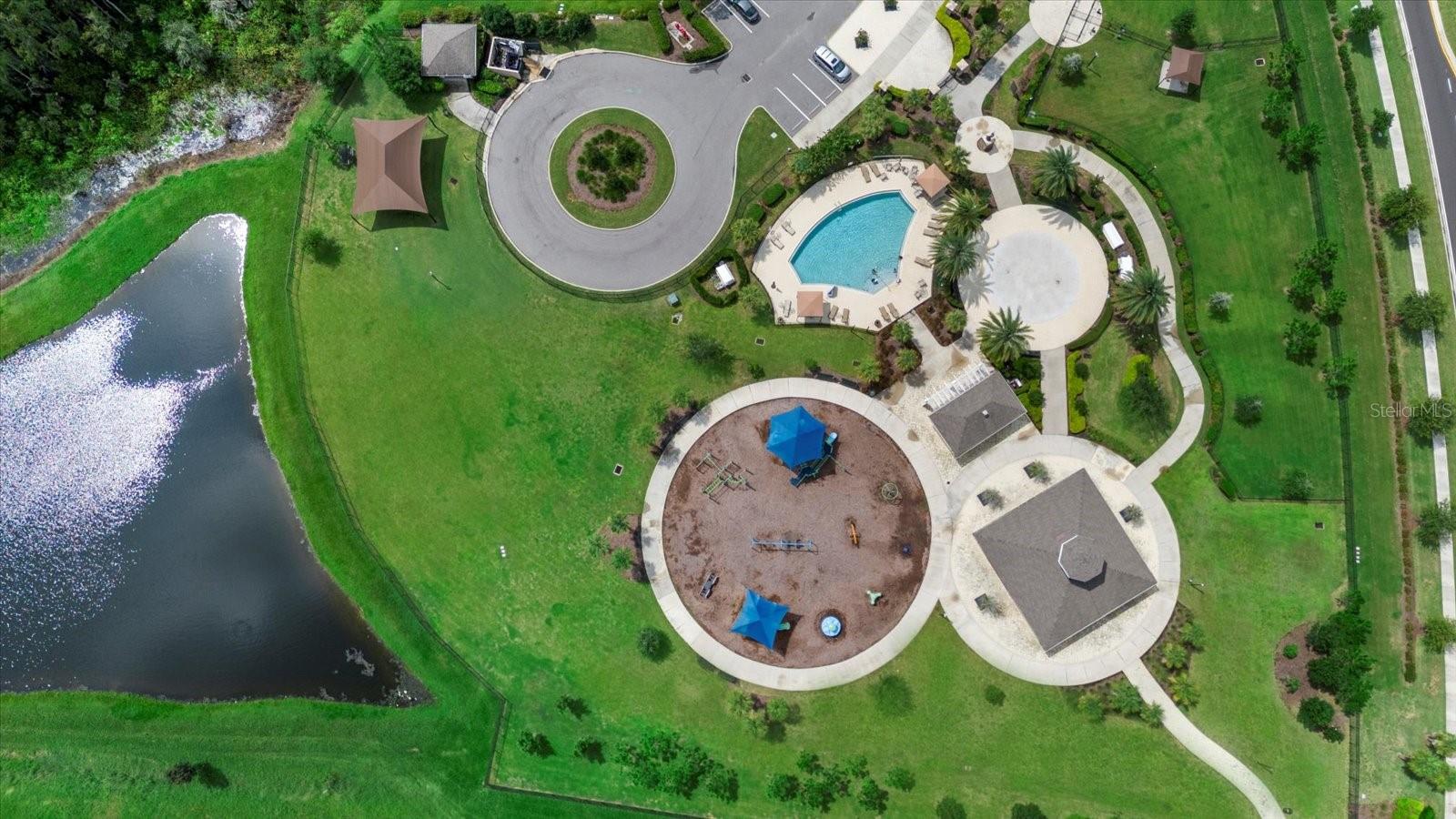 Community's 1 of 3 pools, park and pavillion