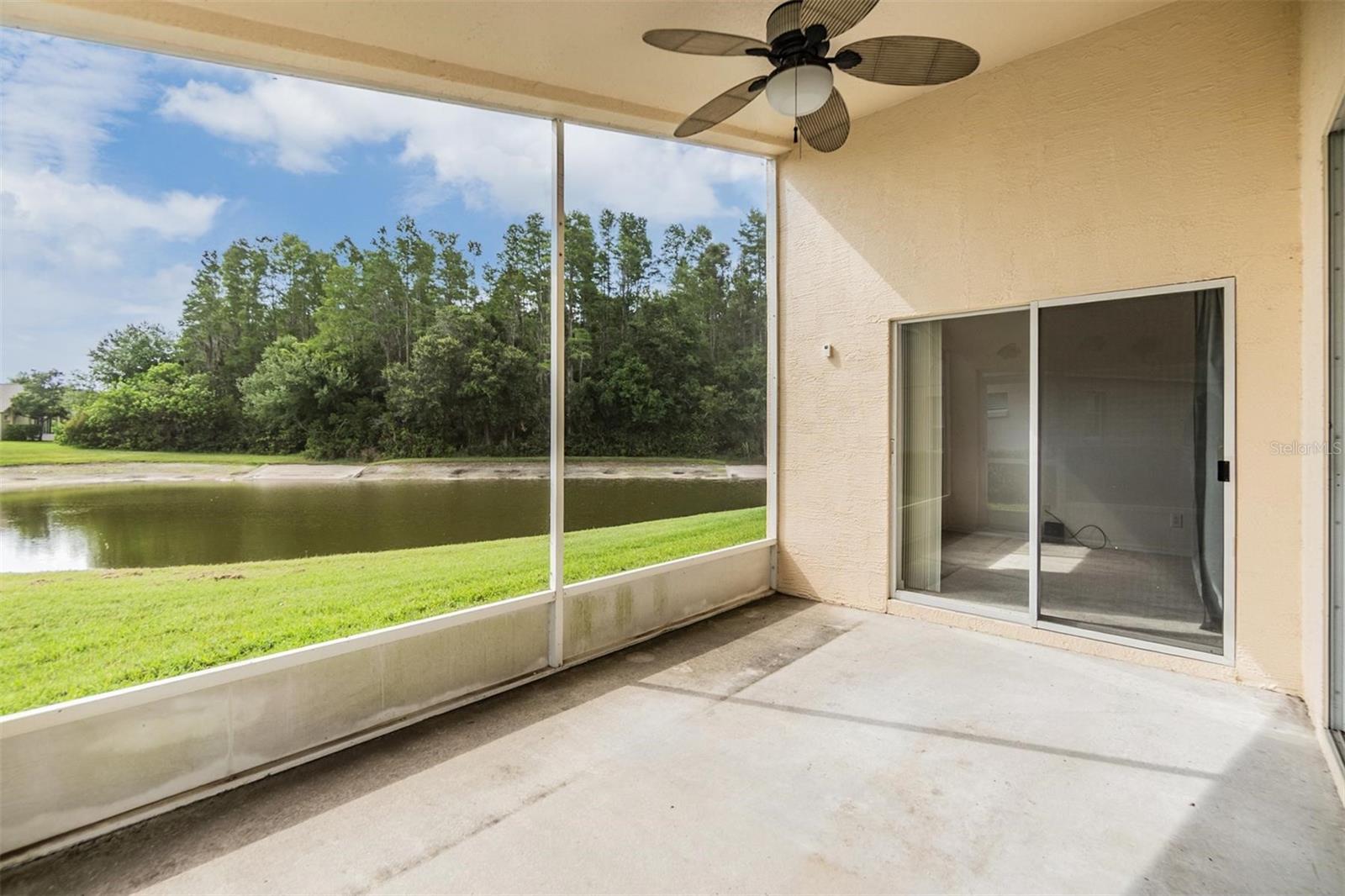 The lanai with pond views is a great place to start or end your day