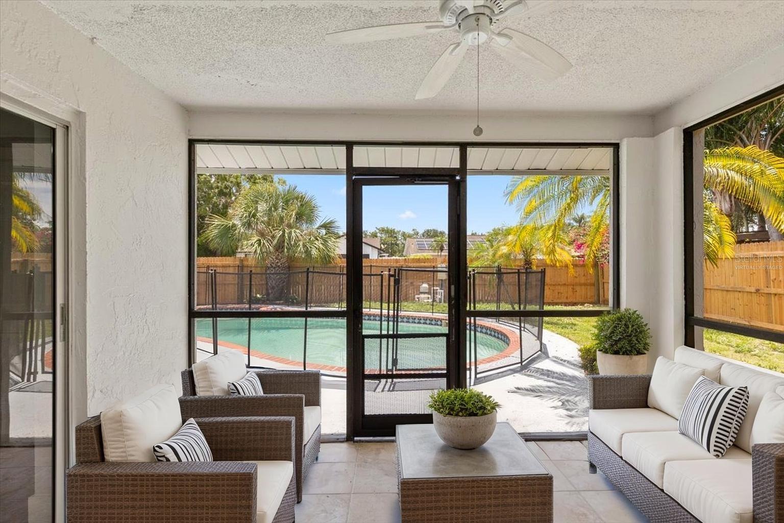 Screened Rear Porch-Virtually Staged