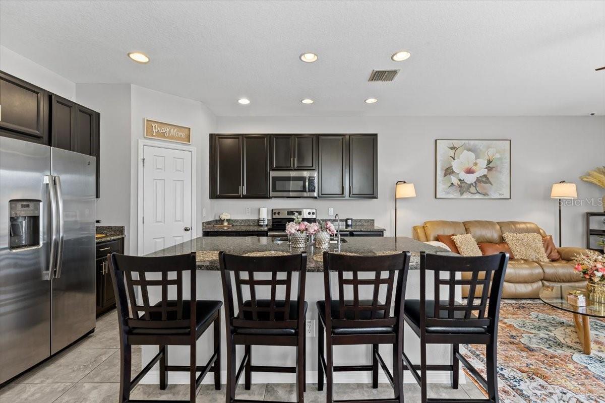 Oversized Kitchen Island that seats up to 4 for family meals