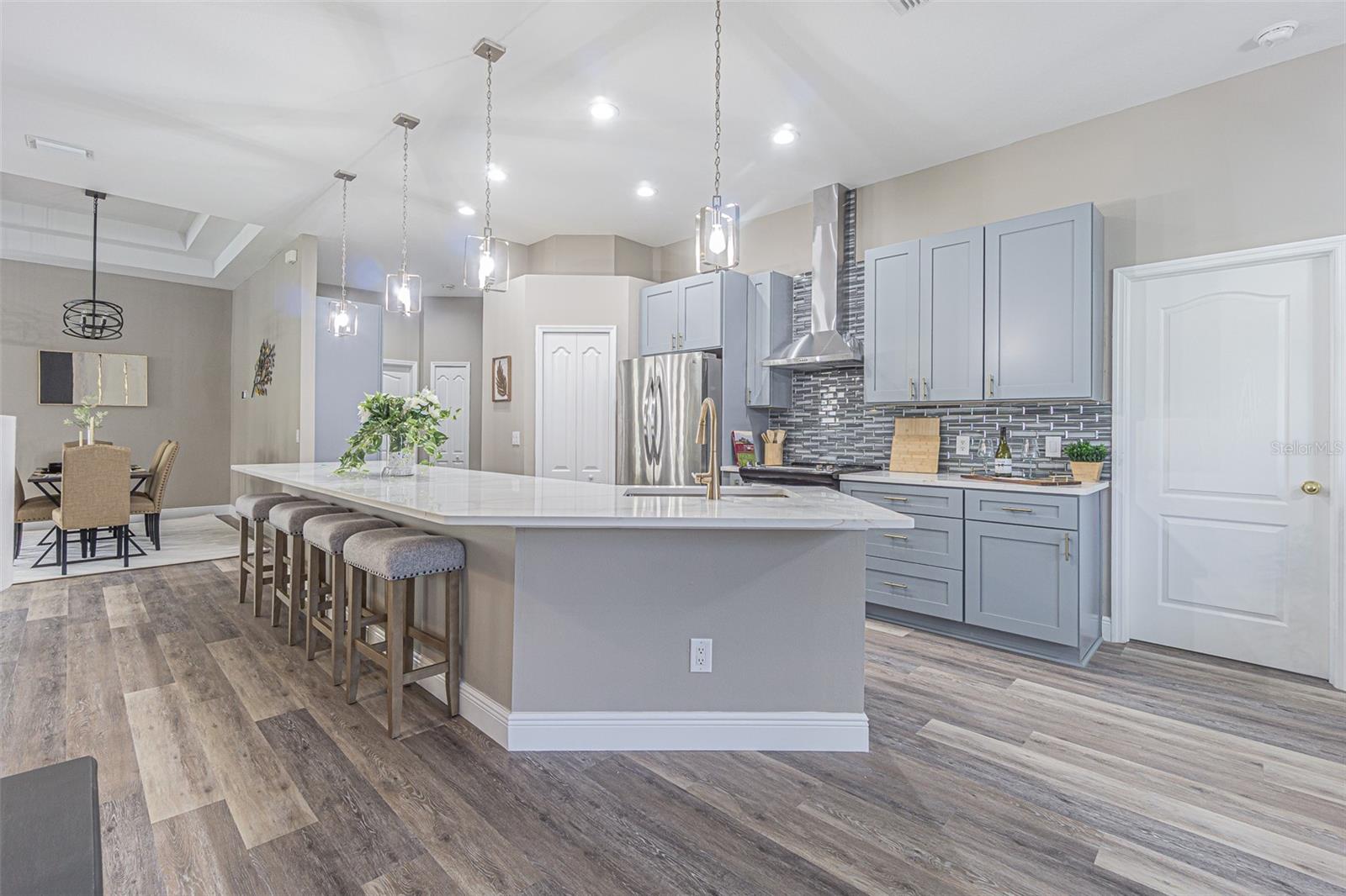The kitchen was recently reimagined offering a huge island