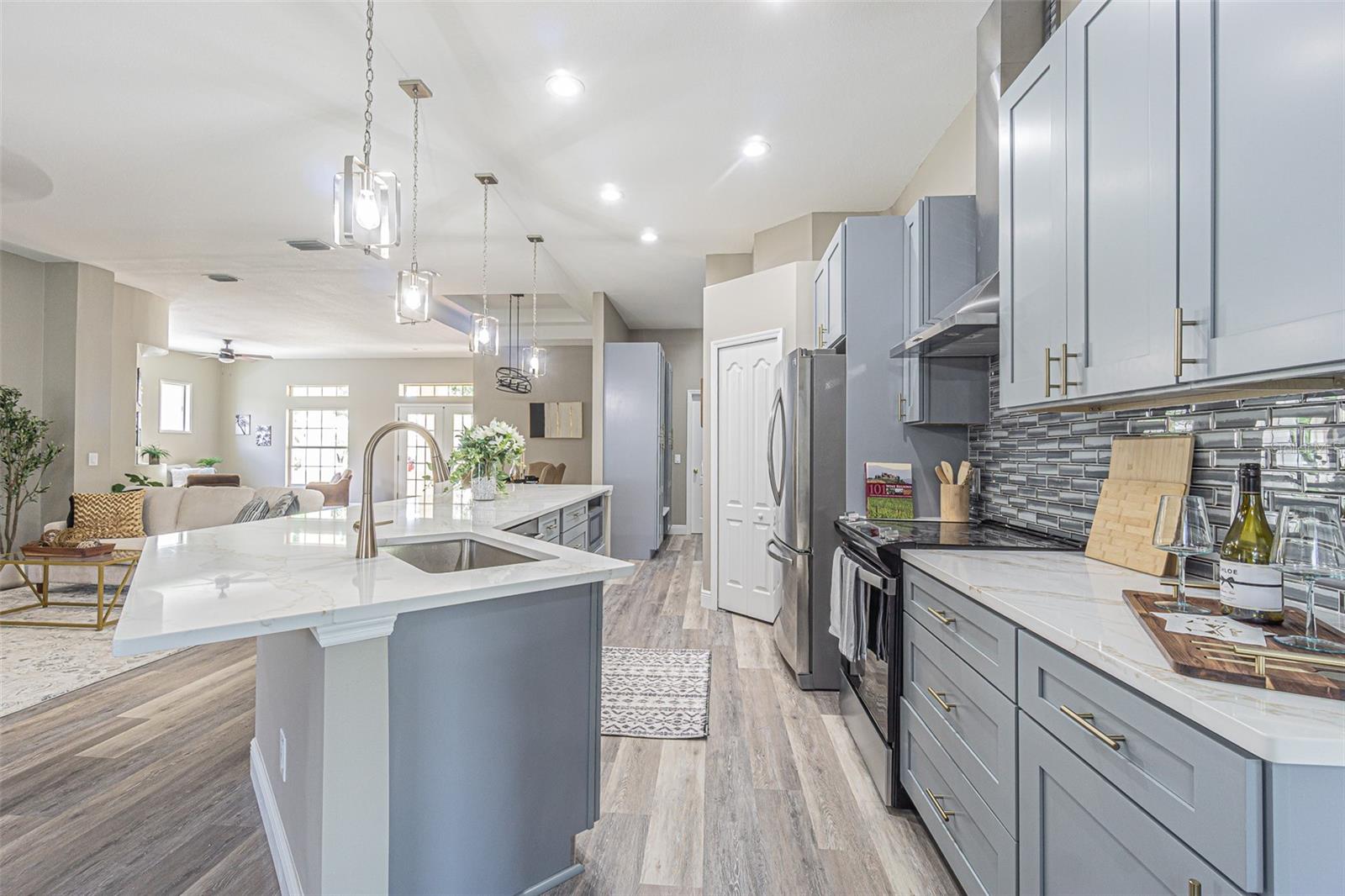 Soft colors, calming tones, mixed metals all add to the feel of luxury in this home