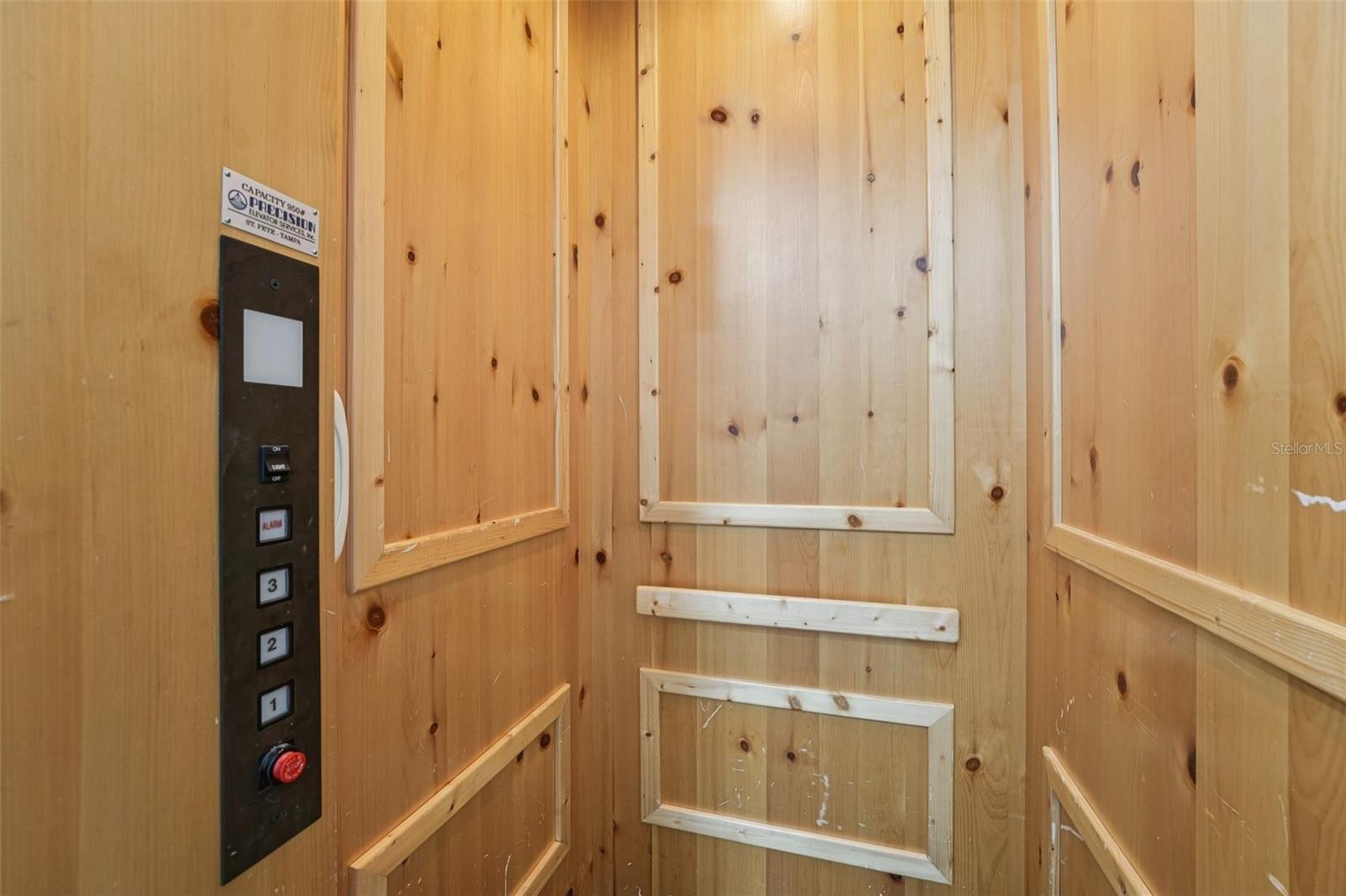 Elevator that services all 3 Floors of the home