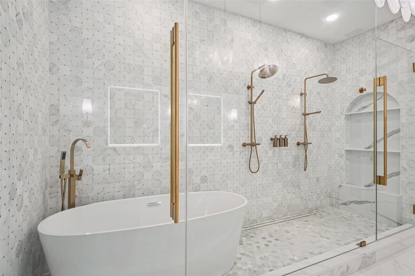 Large Soaking Tub with Floor to Ceiling Tile
