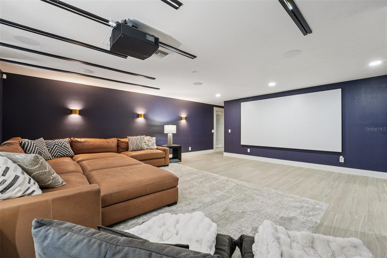 Full wrap around basement with New 133" Screen and Projector