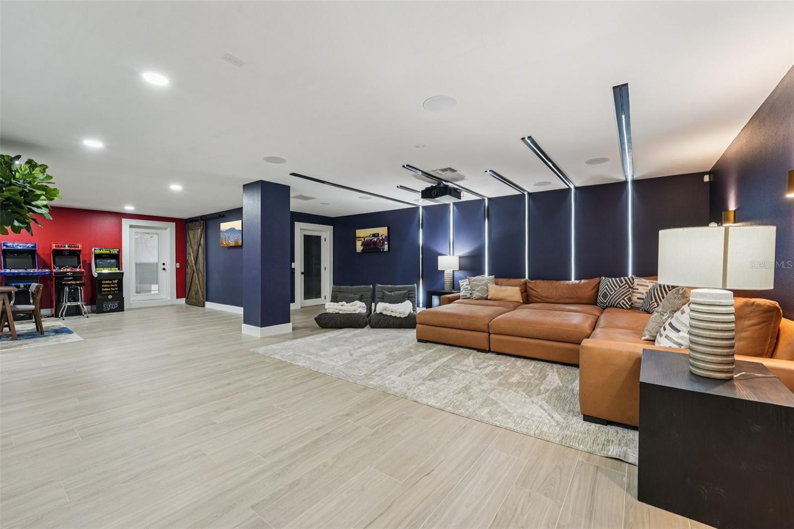 Custom designed lighting in the walls and Ceilings